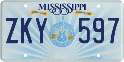 MS license plate ZKY597