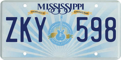 MS license plate ZKY598