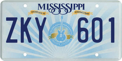 MS license plate ZKY601