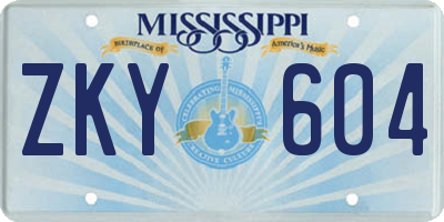 MS license plate ZKY604