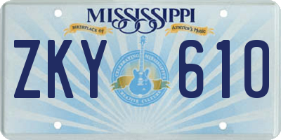 MS license plate ZKY610