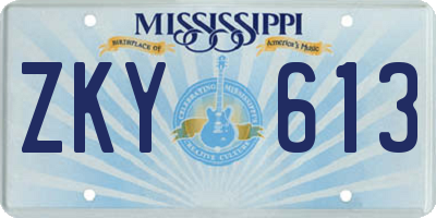 MS license plate ZKY613
