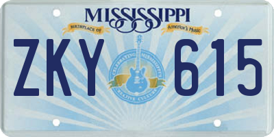 MS license plate ZKY615