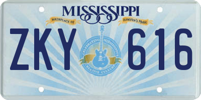MS license plate ZKY616