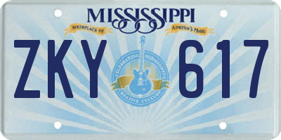 MS license plate ZKY617