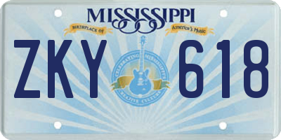 MS license plate ZKY618