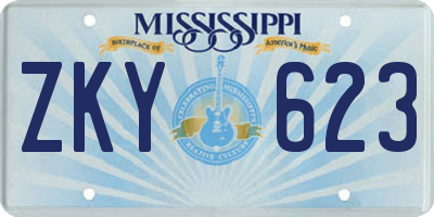 MS license plate ZKY623