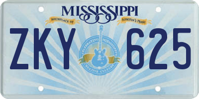 MS license plate ZKY625