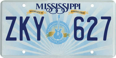 MS license plate ZKY627
