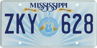 MS license plate ZKY628