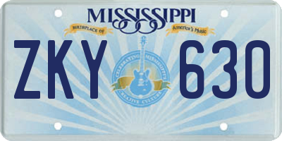 MS license plate ZKY630