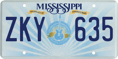 MS license plate ZKY635