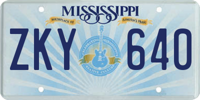 MS license plate ZKY640