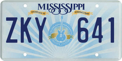 MS license plate ZKY641