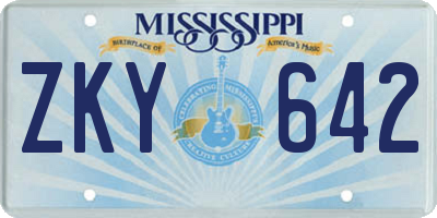 MS license plate ZKY642