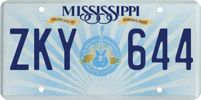 MS license plate ZKY644