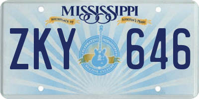 MS license plate ZKY646