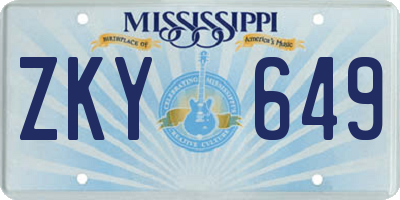 MS license plate ZKY649