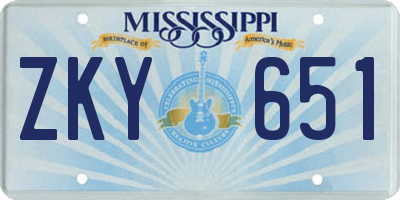 MS license plate ZKY651
