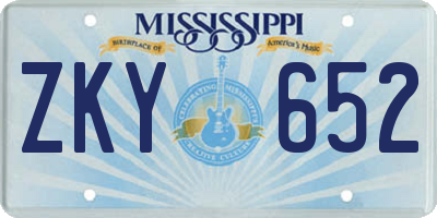 MS license plate ZKY652