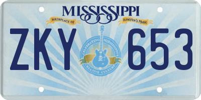MS license plate ZKY653
