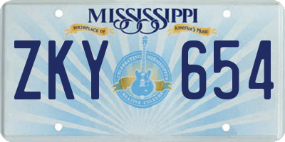 MS license plate ZKY654