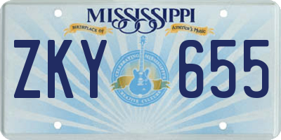 MS license plate ZKY655