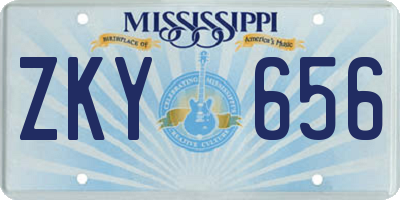 MS license plate ZKY656