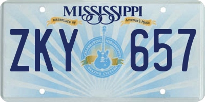 MS license plate ZKY657