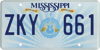 MS license plate ZKY661