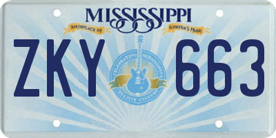 MS license plate ZKY663