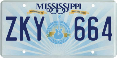 MS license plate ZKY664