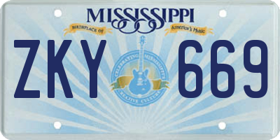 MS license plate ZKY669