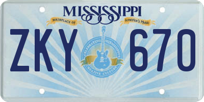 MS license plate ZKY670