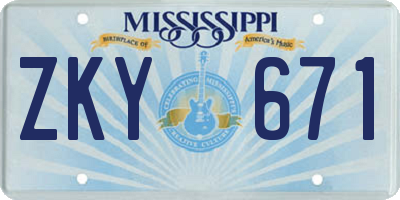 MS license plate ZKY671