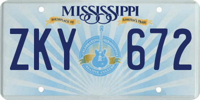 MS license plate ZKY672