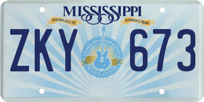 MS license plate ZKY673