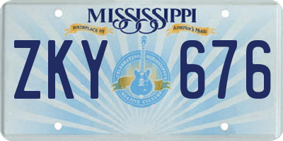 MS license plate ZKY676