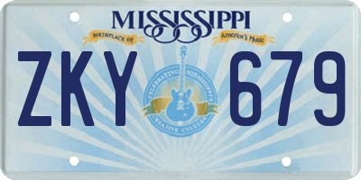 MS license plate ZKY679
