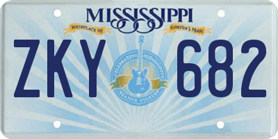 MS license plate ZKY682