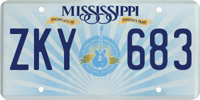 MS license plate ZKY683