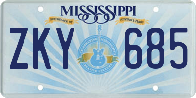 MS license plate ZKY685