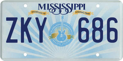 MS license plate ZKY686
