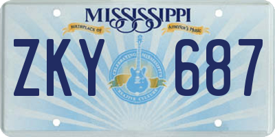 MS license plate ZKY687