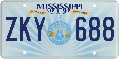 MS license plate ZKY688