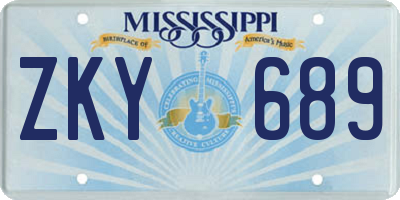MS license plate ZKY689