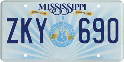 MS license plate ZKY690