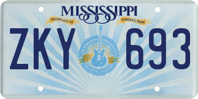 MS license plate ZKY693