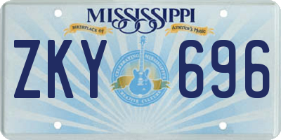 MS license plate ZKY696