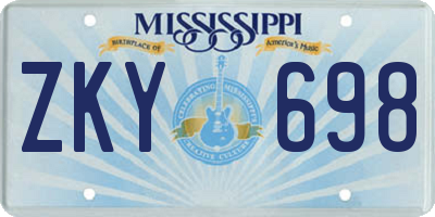 MS license plate ZKY698